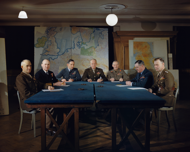 General Dwight D. Eisenhower and his senior commanders at Supreme Allied Headquarters in London, February 1944. (Image: IWM)